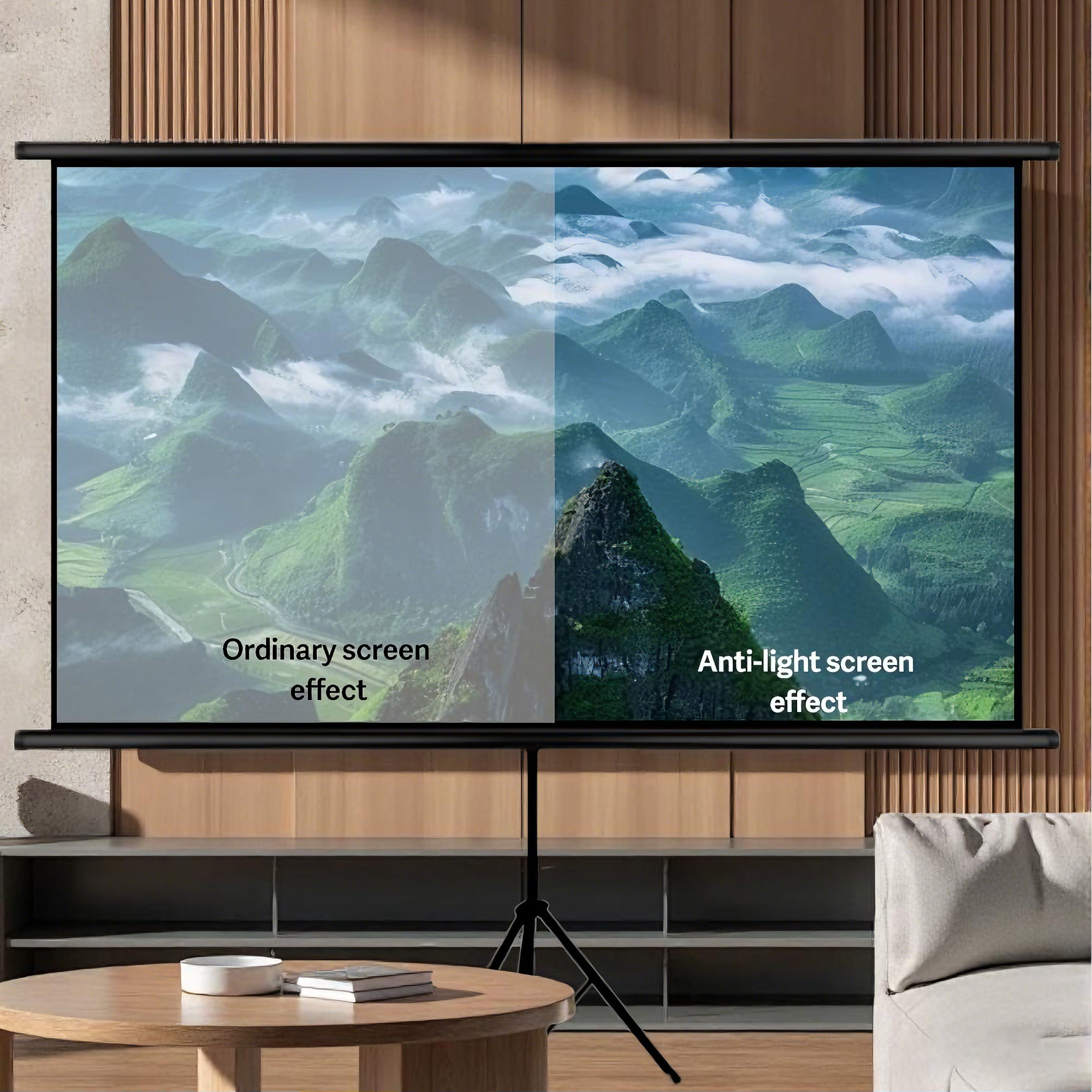 Home Cinema Blanc - XIAOHUI 4K Projector Screen With Stand