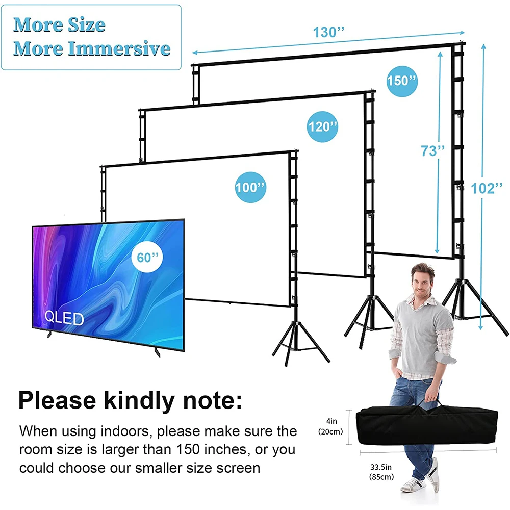 LEJIADA Projector Screen With  - Home Cinema Blanc บทวิจารณ์และราคา