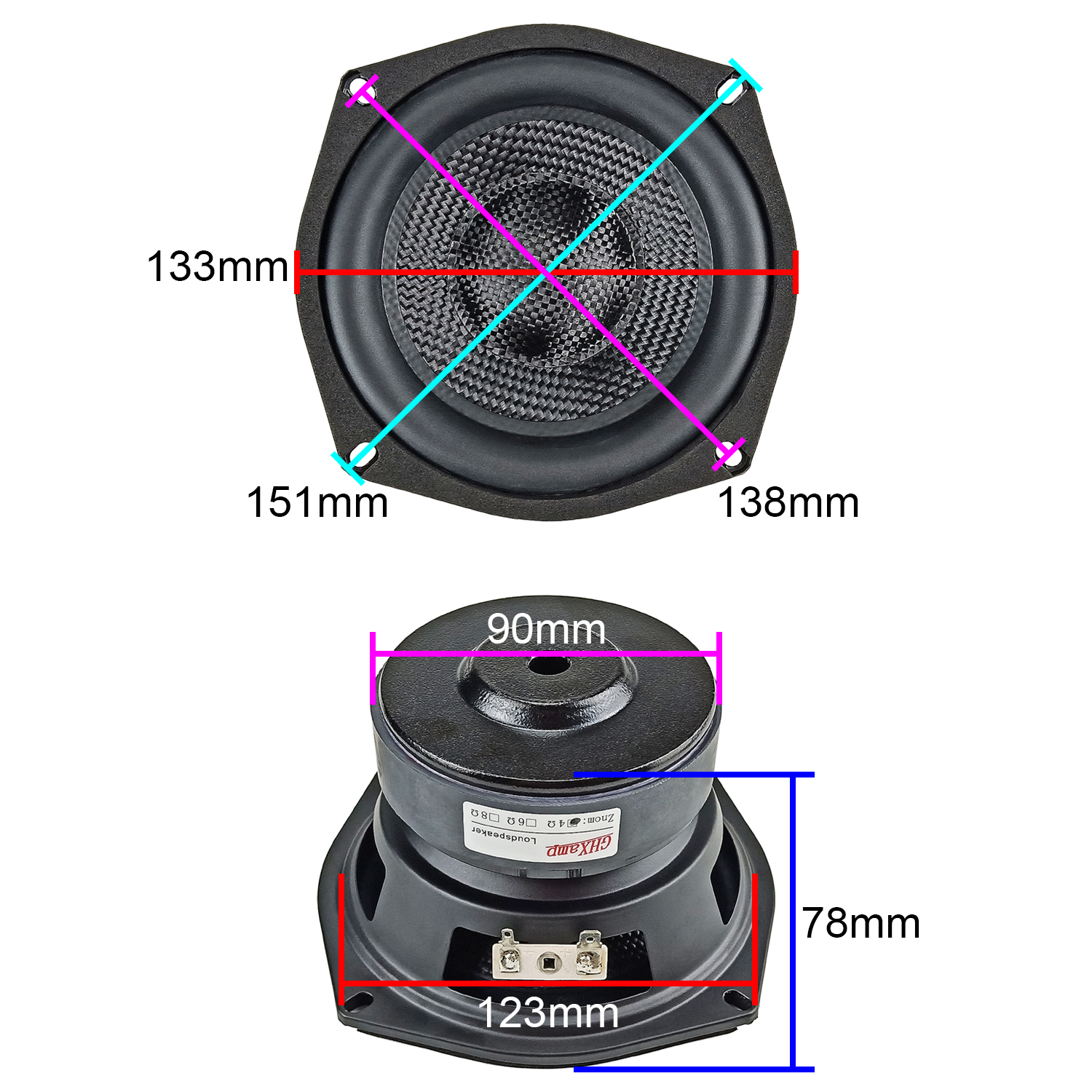 1pc GHXAMP 5.25 Inch 133mm Squ - Home Cinema Subwoofer บทวิจารณ์และราคา