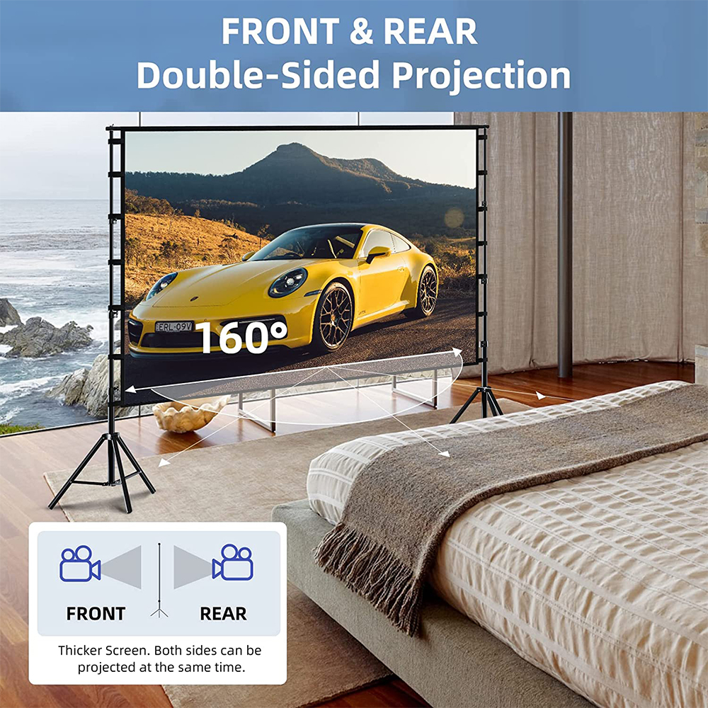 VEIDADZ Projector Screen With  - Home Cinema Blanc บทวิจารณ์และราคา