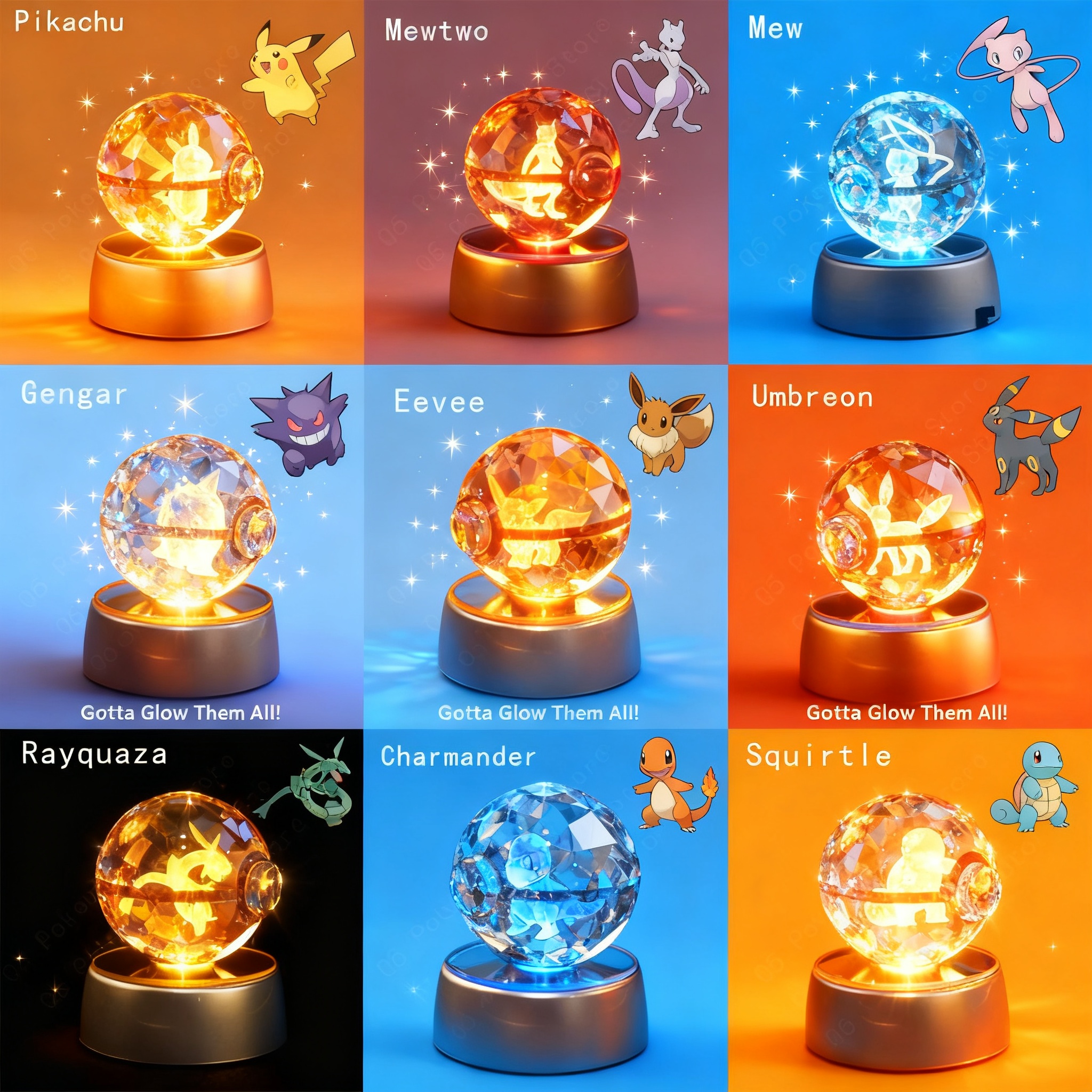 Pokemon Crystal Ball 3D Night  - Home Cinema Lighting บทวิจารณ์และราคา