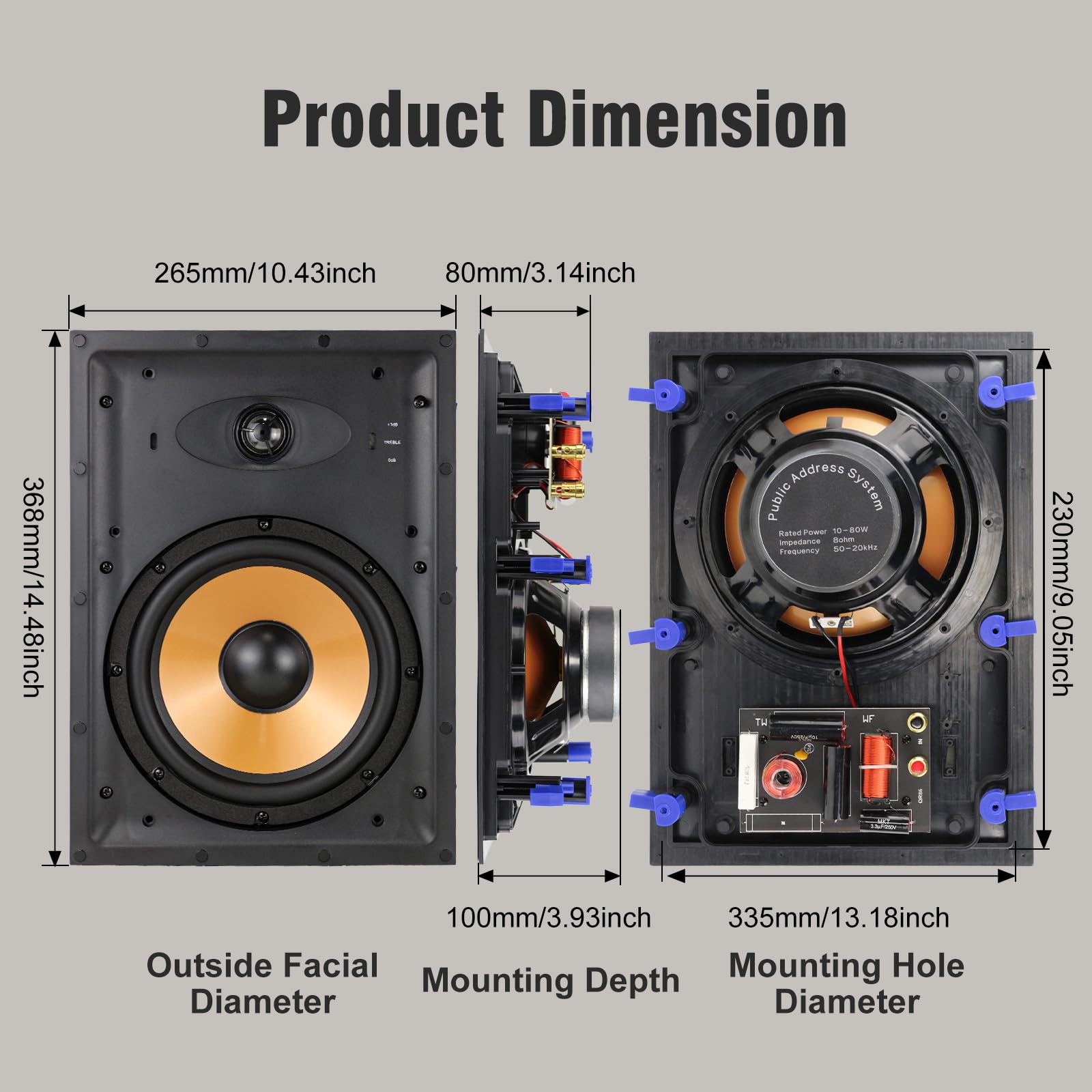 STUDIOFINIX 8 Inch 2 Way In Wa - Home Cinema Blanc บทวิจารณ์และราคา
