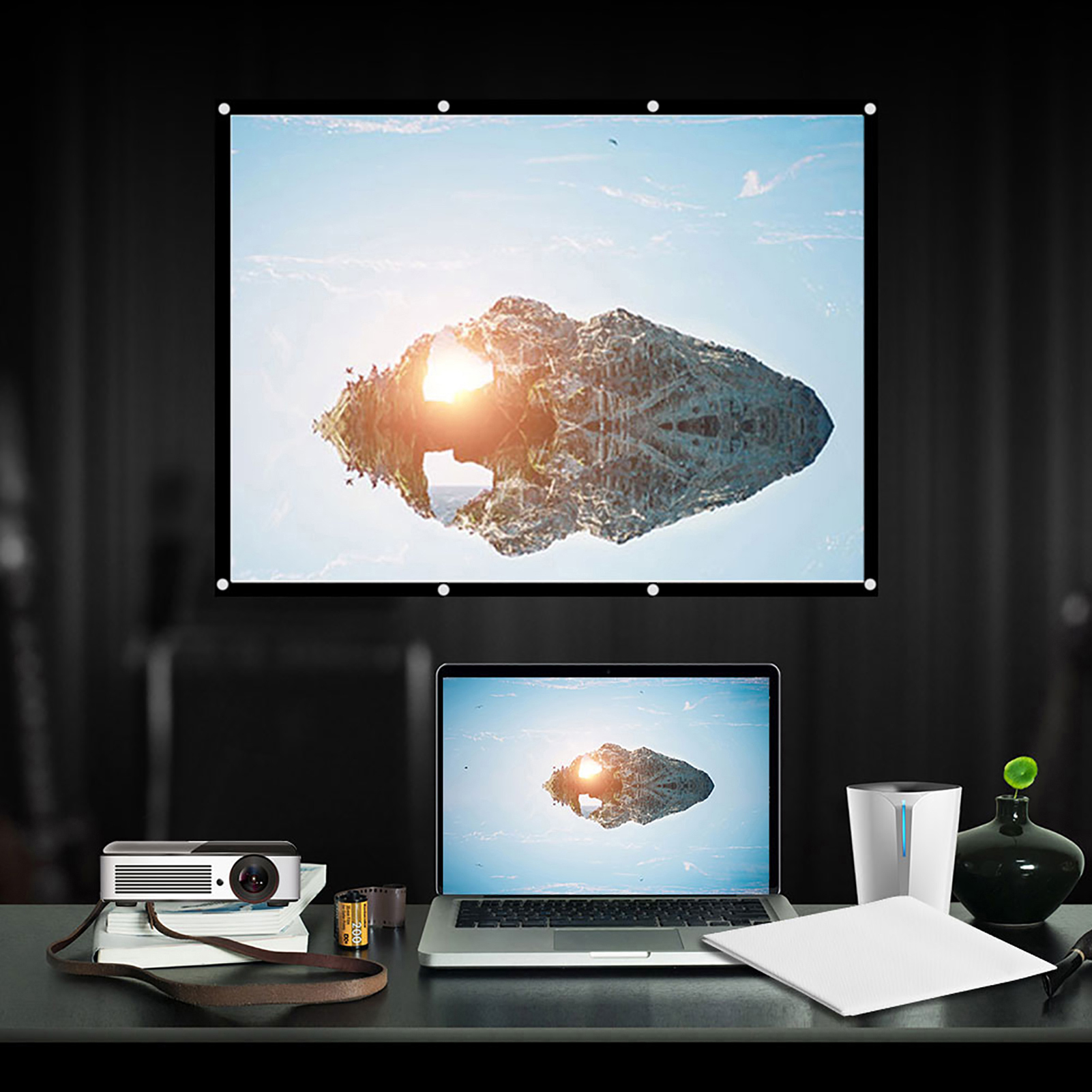 Universal Portable Foldable No - Home Cinema Blanc บทวิจารณ์และราคา