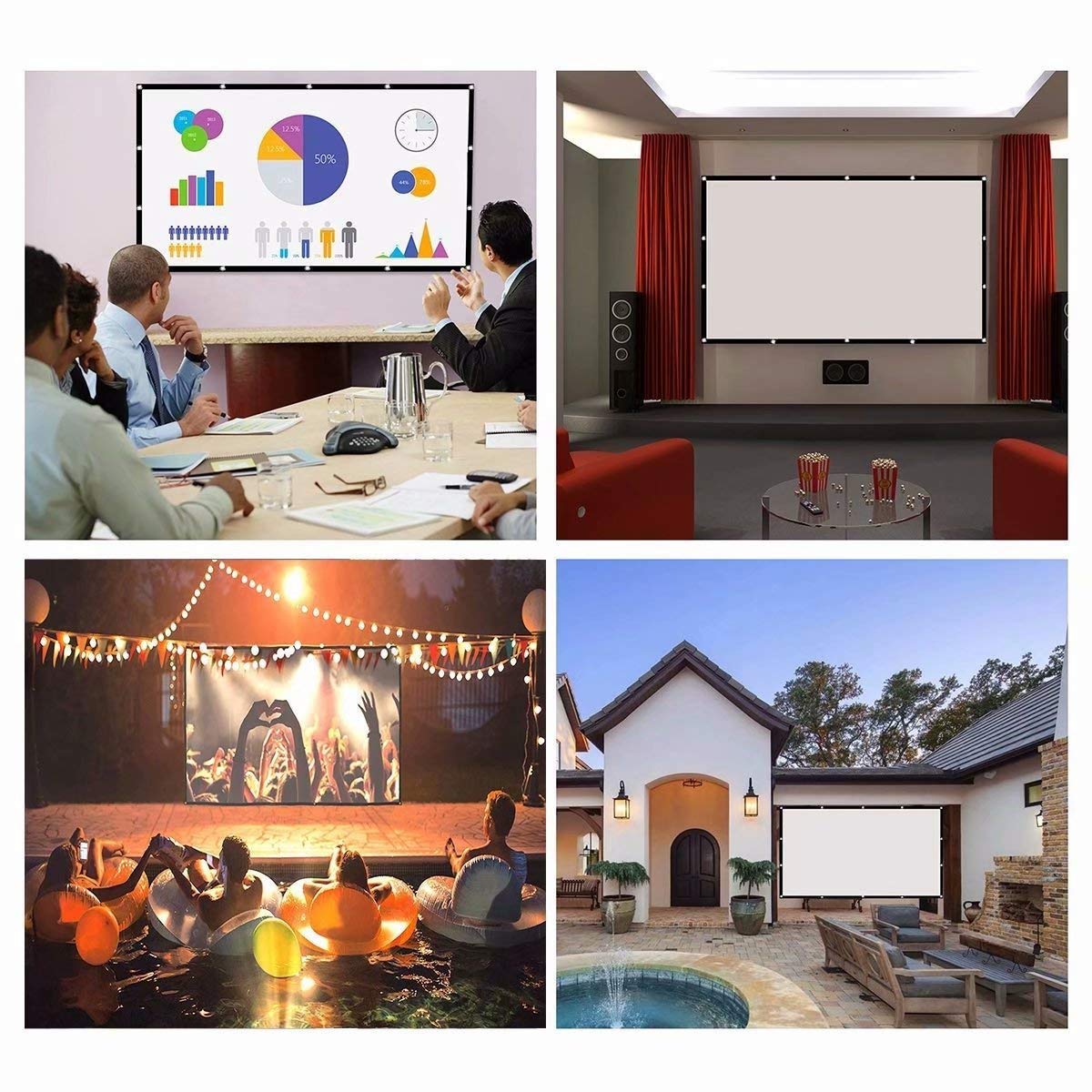 60 100 120 150Inch Simple Fold - Home Cinema Blanc บทวิจารณ์และราคา